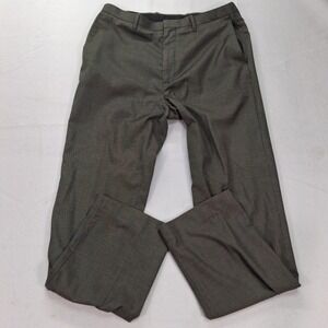 Axist Dress Pants Mens 34/34 Flat Front Brown Micro Pattern EUC